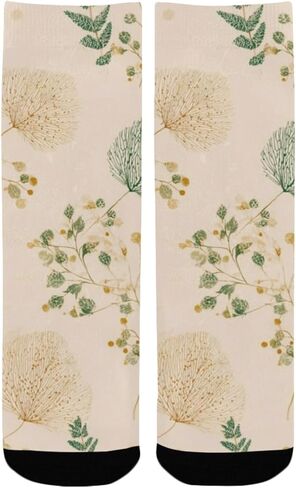 جوارب Boho Leaf Prints باللون البيج للمشي لمسافات طويلة - جوارب شتوية حرارية سميكة دافئة للأولاد والبنات للمدرسة، والارتداء اليومي والأنشطة الخارجية in Kuwait