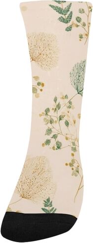 جوارب Boho Leaf Prints باللون البيج للمشي لمسافات طويلة - جوارب شتوية حرارية سميكة دافئة للأولاد والبنات للمدرسة، والارتداء اليومي والأنشطة الخارجية in Kuwait