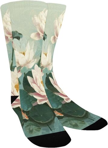 جوارب Green Lotus Pond Art للمشي لمسافات طويلة - جوارب شتوية حرارية سميكة دافئة للأولاد والبنات للمدرسة، والارتداء اليومي والأنشطة الخارجية in Kuwait