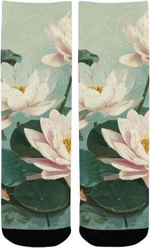 جوارب Green Lotus Pond Art للمشي لمسافات طويلة - جوارب شتوية حرارية سميكة دافئة للأولاد والبنات للمدرسة، والارتداء اليومي والأنشطة الخارجية in Kuwait