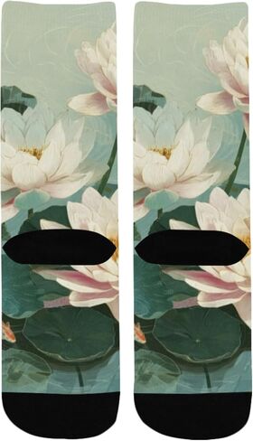 جوارب Green Lotus Pond Art للمشي لمسافات طويلة - جوارب شتوية حرارية سميكة دافئة للأولاد والبنات للمدرسة، والارتداء اليومي والأنشطة الخارجية in Kuwait