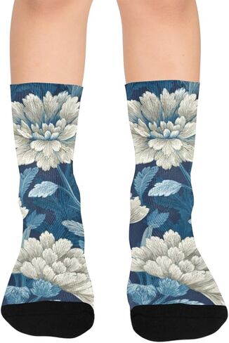 جوارب مصممة خصيصًا للمشي لمسافات طويلة على شكل زهرة زرقاء - جوارب شتوية حرارية سميكة دافئة للأطفال الصغار للأولاد والبنات للمدرسة، والارتداء اليومي والأنشطة الخارجية in Kuwait