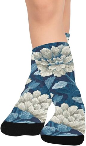 جوارب مصممة خصيصًا للمشي لمسافات طويلة على شكل زهرة زرقاء - جوارب شتوية حرارية سميكة دافئة للأطفال الصغار للأولاد والبنات للمدرسة، والارتداء اليومي والأنشطة الخارجية in Kuwait