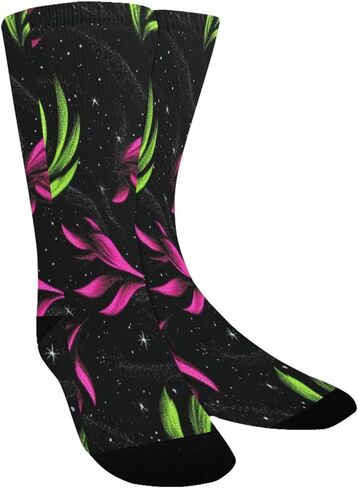 جوارب للمشي لمسافات طويلة بنمط أوراق النيون الداكنة - جوارب شتوية حرارية سميكة دافئة للأولاد والبنات الصغار للمدرسة، والارتداء اليومي والأنشطة الخارجية in Kuwait