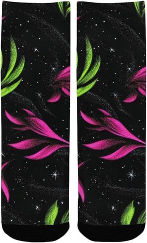 جوارب للمشي لمسافات طويلة بنمط أوراق النيون الداكنة - جوارب شتوية حرارية سميكة دافئة للأولاد والبنات الصغار للمدرسة، والارتداء اليومي والأنشطة الخارجية in Kuwait