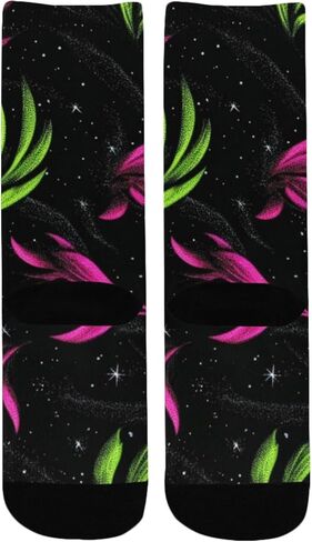 جوارب للمشي لمسافات طويلة بنمط أوراق النيون الداكنة - جوارب شتوية حرارية سميكة دافئة للأولاد والبنات الصغار للمدرسة، والارتداء اليومي والأنشطة الخارجية in Kuwait