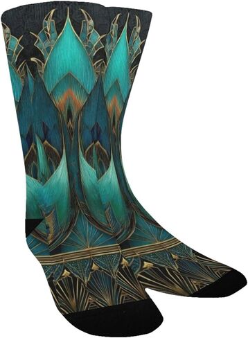 جوارب المشي لمسافات طويلة على شكل زهرة اللوتس باللون المخضر - جوارب شتوية حرارية سميكة دافئة للأولاد والبنات للمدرسة، والارتداء اليومي والأنشطة الخارجية in Kuwait