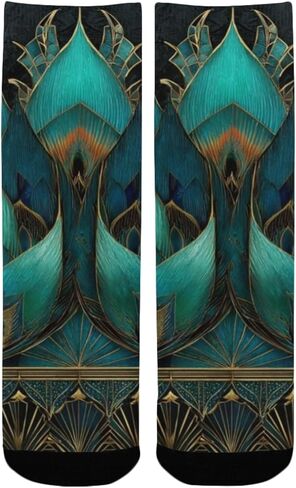 جوارب المشي لمسافات طويلة على شكل زهرة اللوتس باللون المخضر - جوارب شتوية حرارية سميكة دافئة للأولاد والبنات للمدرسة، والارتداء اليومي والأنشطة الخارجية in Kuwait