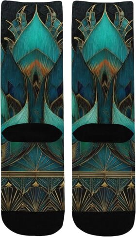 جوارب المشي لمسافات طويلة على شكل زهرة اللوتس باللون المخضر - جوارب شتوية حرارية سميكة دافئة للأولاد والبنات للمدرسة، والارتداء اليومي والأنشطة الخارجية in Kuwait