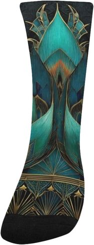 جوارب المشي لمسافات طويلة على شكل زهرة اللوتس باللون المخضر - جوارب شتوية حرارية سميكة دافئة للأولاد والبنات للمدرسة، والارتداء اليومي والأنشطة الخارجية in Kuwait