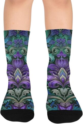 جوارب Luxe Damask Pattern للمشي لمسافات طويلة - جوارب شتوية حرارية سميكة دافئة للأولاد والبنات للمدرسة، والارتداء اليومي والأنشطة الخارجية in Kuwait