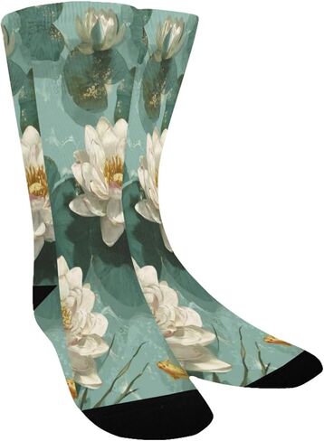 جوارب المشي لمسافات طويلة على شكل زهرة اللوتس الخضراء - جوارب شتوية حرارية سميكة دافئة للأولاد والبنات الصغار للمدرسة، والارتداء اليومي والأنشطة الخارجية in Kuwait