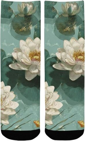 جوارب المشي لمسافات طويلة على شكل زهرة اللوتس الخضراء - جوارب شتوية حرارية سميكة دافئة للأولاد والبنات الصغار للمدرسة، والارتداء اليومي والأنشطة الخارجية in Kuwait