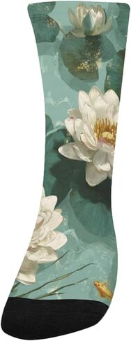 جوارب المشي لمسافات طويلة على شكل زهرة اللوتس الخضراء - جوارب شتوية حرارية سميكة دافئة للأولاد والبنات الصغار للمدرسة، والارتداء اليومي والأنشطة الخارجية in Kuwait