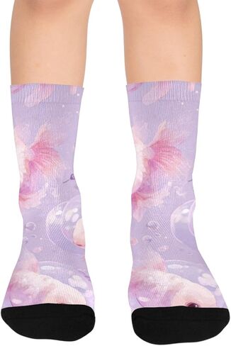 جوارب Art Goldfishs الناعمة باللون الأرجواني للمشي لمسافات طويلة - جوارب شتوية حرارية سميكة دافئة للأولاد والبنات للمدرسة، والارتداء اليومي والأنشطة الخارجية in Kuwait