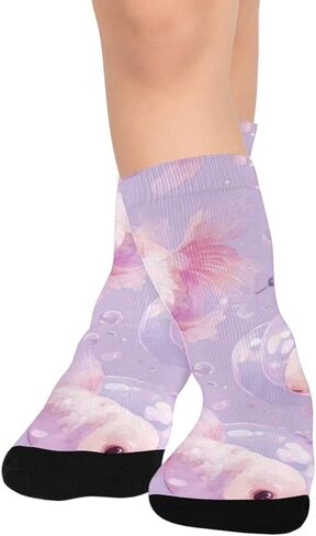 جوارب Art Goldfishs الناعمة باللون الأرجواني للمشي لمسافات طويلة - جوارب شتوية حرارية سميكة دافئة للأولاد والبنات للمدرسة، والارتداء اليومي والأنشطة الخارجية in Kuwait