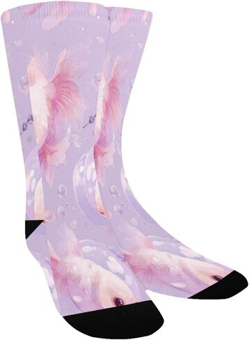 جوارب Art Goldfishs الناعمة باللون الأرجواني للمشي لمسافات طويلة - جوارب شتوية حرارية سميكة دافئة للأولاد والبنات للمدرسة، والارتداء اليومي والأنشطة الخارجية in Kuwait