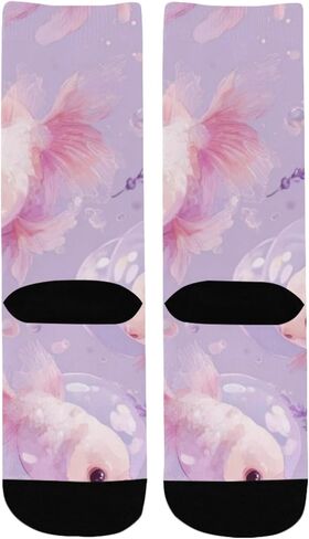 جوارب Art Goldfishs الناعمة باللون الأرجواني للمشي لمسافات طويلة - جوارب شتوية حرارية سميكة دافئة للأولاد والبنات للمدرسة، والارتداء اليومي والأنشطة الخارجية in Kuwait