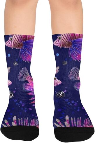 جوارب Lionfish باللون الأحمر الأرجواني للمشي لمسافات طويلة - جوارب شتوية حرارية سميكة دافئة للأطفال الصغار للأولاد والبنات للمدرسة، والارتداء اليومي والأنشطة الخارجية in Kuwait