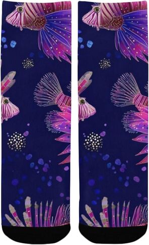 جوارب Lionfish باللون الأحمر الأرجواني للمشي لمسافات طويلة - جوارب شتوية حرارية سميكة دافئة للأطفال الصغار للأولاد والبنات للمدرسة، والارتداء اليومي والأنشطة الخارجية in Kuwait