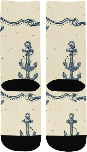 جوارب المشي لمسافات طويلة باللون الأصفر بتصميم يخت ساحلي - جوارب شتوية حرارية سميكة دافئة للأولاد والبنات للمدرسة، والارتداء اليومي والأنشطة الخارجية in Kuwait