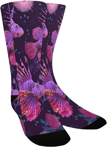 جوارب التنزه سيرًا على الأقدام بطبعة سمكة الأسد النابضة بالحياة - جوارب شتوية حرارية سميكة دافئة للأولاد والبنات الصغار للمدرسة، والارتداء اليومي والأنشطة الخارجية in Kuwait