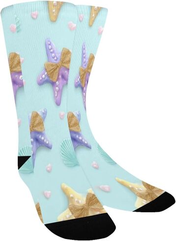 جوارب زرقاء للمشي لمسافات طويلة بطبعة نجم البحر الباستيل - جوارب شتوية حرارية سميكة دافئة للأولاد والبنات للمدرسة، والارتداء اليومي والأنشطة الخارجية in Kuwait