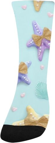 جوارب زرقاء للمشي لمسافات طويلة بطبعة نجم البحر الباستيل - جوارب شتوية حرارية سميكة دافئة للأولاد والبنات للمدرسة، والارتداء اليومي والأنشطة الخارجية in Kuwait