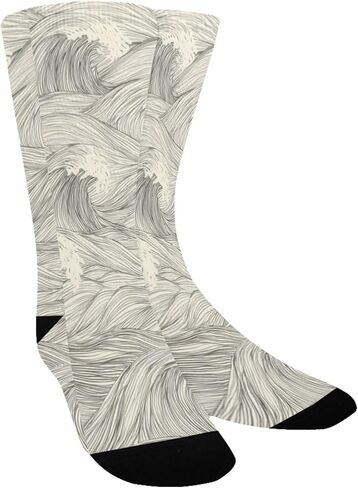 جوارب المشي لمسافات طويلة بنمط موجة رمادية بسيطة - جوارب شتوية حرارية سميكة دافئة للأولاد والبنات الصغار للمدرسة، والارتداء اليومي والأنشطة الخارجية in Kuwait