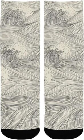 جوارب المشي لمسافات طويلة بنمط موجة رمادية بسيطة - جوارب شتوية حرارية سميكة دافئة للأولاد والبنات الصغار للمدرسة، والارتداء اليومي والأنشطة الخارجية in Kuwait