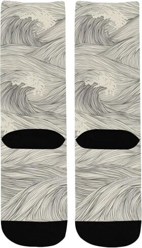 جوارب المشي لمسافات طويلة بنمط موجة رمادية بسيطة - جوارب شتوية حرارية سميكة دافئة للأولاد والبنات الصغار للمدرسة، والارتداء اليومي والأنشطة الخارجية in Kuwait