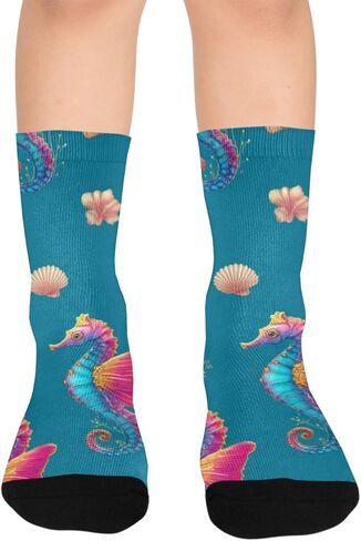 جوارب المشي لمسافات طويلة باللون الأزرق النابضة بالحياة - جوارب شتوية سميكة دافئة للأولاد والبنات الصغار للمدرسة، والارتداء اليومي والأنشطة الخارجية in Kuwait