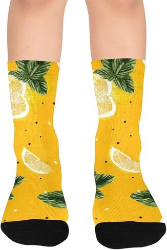 جوارب المشي لمسافات طويلة بالليمون الأصفر الطازج - جوارب شتوية حرارية سميكة دافئة للأولاد والبنات للمدرسة، والارتداء اليومي والأنشطة الخارجية in Kuwait