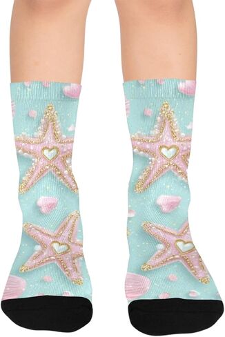 جوارب Art Pink Starfishes Summer للتنزه سيرًا على الأقدام - جوارب شتوية حرارية سميكة دافئة للأولاد والبنات الصغار للمدرسة، والارتداء اليومي والأنشطة الخارجية in Kuwait