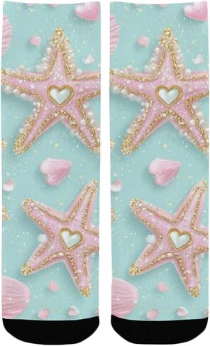 جوارب Art Pink Starfishes Summer للتنزه سيرًا على الأقدام - جوارب شتوية حرارية سميكة دافئة للأولاد والبنات الصغار للمدرسة، والارتداء اليومي والأنشطة الخارجية in Kuwait