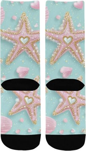 جوارب Art Pink Starfishes Summer للتنزه سيرًا على الأقدام - جوارب شتوية حرارية سميكة دافئة للأولاد والبنات الصغار للمدرسة، والارتداء اليومي والأنشطة الخارجية in Kuwait