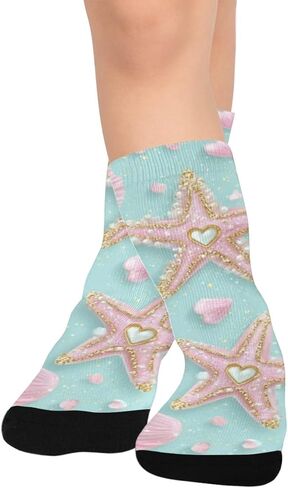 جوارب Art Pink Starfishes Summer للتنزه سيرًا على الأقدام - جوارب شتوية حرارية سميكة دافئة للأولاد والبنات الصغار للمدرسة، والارتداء اليومي والأنشطة الخارجية in Kuwait