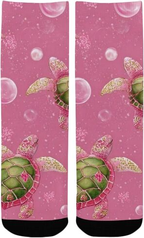 جوارب للمشي لمسافات طويلة على شكل سلاحف البحر الوردية - جوارب شتوية حرارية سميكة دافئة للأولاد والبنات للمدرسة، والارتداء اليومي والأنشطة الخارجية in Kuwait