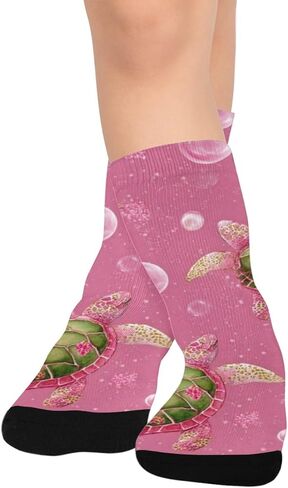 جوارب للمشي لمسافات طويلة على شكل سلاحف البحر الوردية - جوارب شتوية حرارية سميكة دافئة للأولاد والبنات للمدرسة، والارتداء اليومي والأنشطة الخارجية in Kuwait