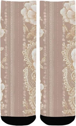 جوارب بيج للمشي لمسافات طويلة بطبعة زهور من الدانتيل - جوارب شتوية حرارية سميكة دافئة للأولاد والبنات للمدرسة، والارتداء اليومي والأنشطة الخارجية in Kuwait