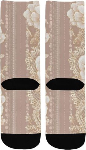 جوارب بيج للمشي لمسافات طويلة بطبعة زهور من الدانتيل - جوارب شتوية حرارية سميكة دافئة للأولاد والبنات للمدرسة، والارتداء اليومي والأنشطة الخارجية in Kuwait