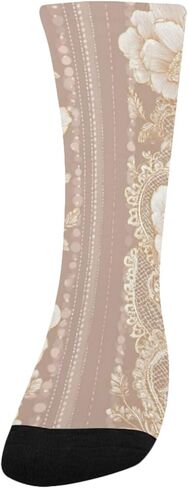 جوارب بيج للمشي لمسافات طويلة بطبعة زهور من الدانتيل - جوارب شتوية حرارية سميكة دافئة للأولاد والبنات للمدرسة، والارتداء اليومي والأنشطة الخارجية in Kuwait