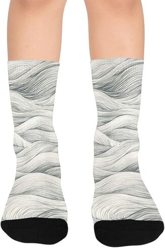 جوارب المشي لمسافات طويلة بنمط مموج بسيط - جوارب شتوية حرارية سميكة دافئة للأطفال الصغار للأولاد والبنات للمدرسة، والارتداء اليومي والأنشطة الخارجية in Kuwait