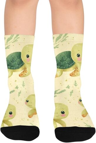 جوارب لطيفة للتنزه سيرًا على الأقدام باللون الأخضر على شكل سلاحف البحر - جوارب شتوية حرارية سميكة دافئة للأطفال الصغار للأولاد والبنات للمدرسة، والارتداء اليومي والأنشطة الخارجية in Kuwait