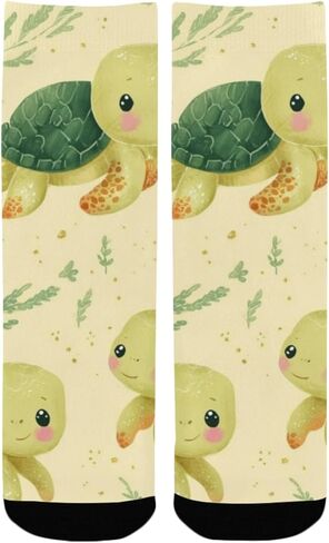 جوارب لطيفة للتنزه سيرًا على الأقدام باللون الأخضر على شكل سلاحف البحر - جوارب شتوية حرارية سميكة دافئة للأطفال الصغار للأولاد والبنات للمدرسة، والارتداء اليومي والأنشطة الخارجية in Kuwait