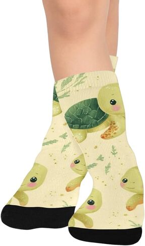 جوارب لطيفة للتنزه سيرًا على الأقدام باللون الأخضر على شكل سلاحف البحر - جوارب شتوية حرارية سميكة دافئة للأطفال الصغار للأولاد والبنات للمدرسة، والارتداء اليومي والأنشطة الخارجية in Kuwait