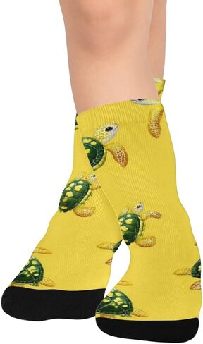 جوارب للمشي لمسافات طويلة على شكل سلاحف باللون الأصفر الليموني - جوارب شتوية حرارية سميكة دافئة للأولاد والبنات للمدرسة، والارتداء اليومي والأنشطة الخارجية in Kuwait