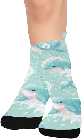 جوارب دولفين سوفي الخضراء اللطيفة للمشي لمسافات طويلة - جوارب شتوية حرارية سميكة دافئة للأولاد والبنات للمدرسة، والارتداء اليومي والأنشطة الخارجية in Kuwait