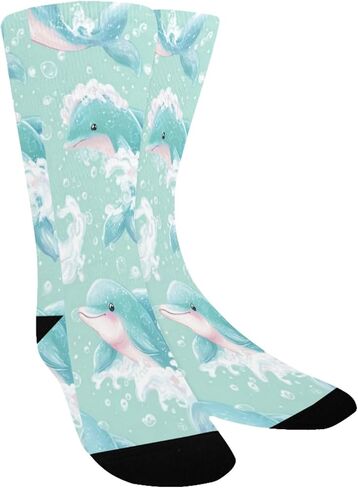 جوارب دولفين سوفي الخضراء اللطيفة للمشي لمسافات طويلة - جوارب شتوية حرارية سميكة دافئة للأولاد والبنات للمدرسة، والارتداء اليومي والأنشطة الخارجية in Kuwait