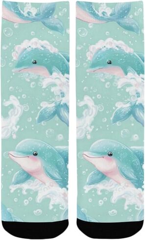 جوارب دولفين سوفي الخضراء اللطيفة للمشي لمسافات طويلة - جوارب شتوية حرارية سميكة دافئة للأولاد والبنات للمدرسة، والارتداء اليومي والأنشطة الخارجية in Kuwait